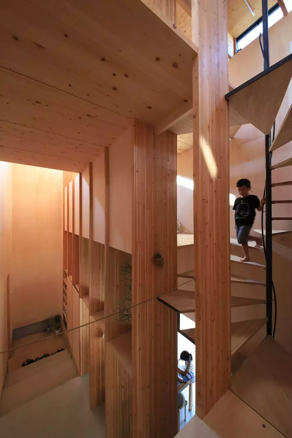 Black wood cladding Aichi Prefecture house interior