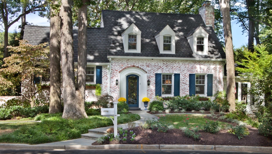 Blue Front Door with Coordinating Exterior Trim