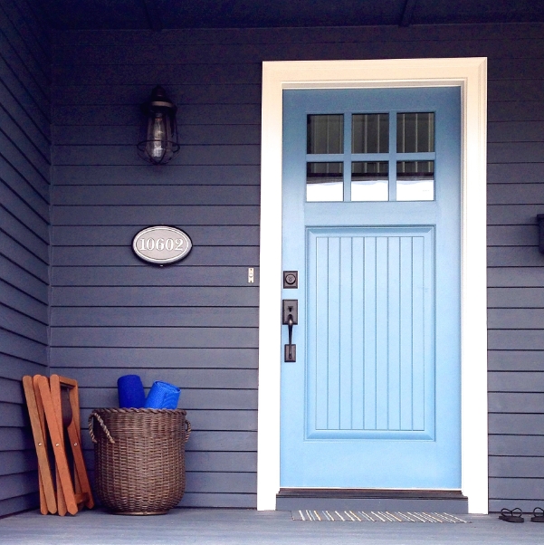 Blue Front Door with Monochrome Color Palette