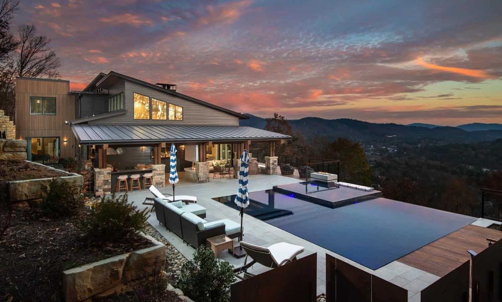 Blue Ridge Mountains Residence by Retro Fit Design in collaboration with Living Stone Design swimming pool