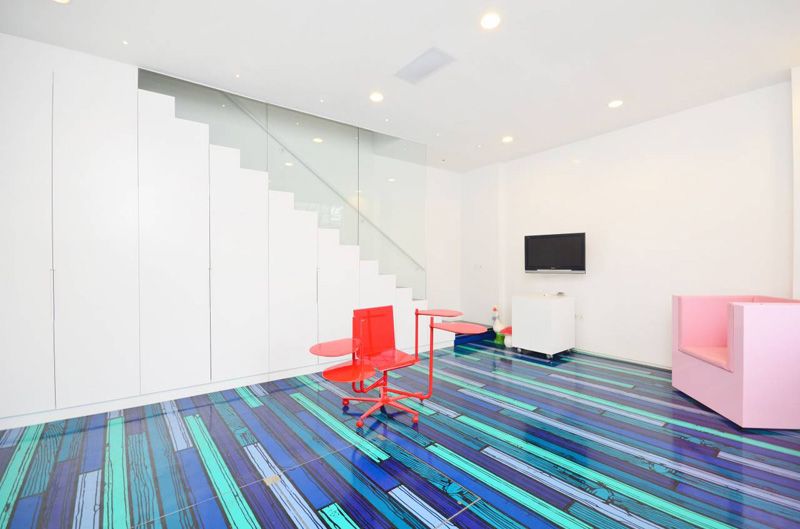 Blue shade painted floor