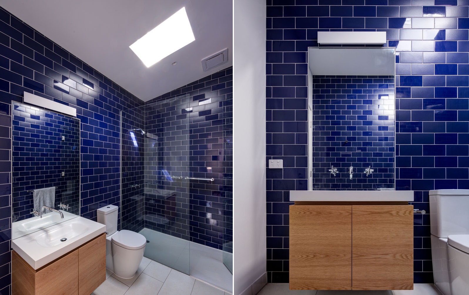 Blue tiles bathroom design