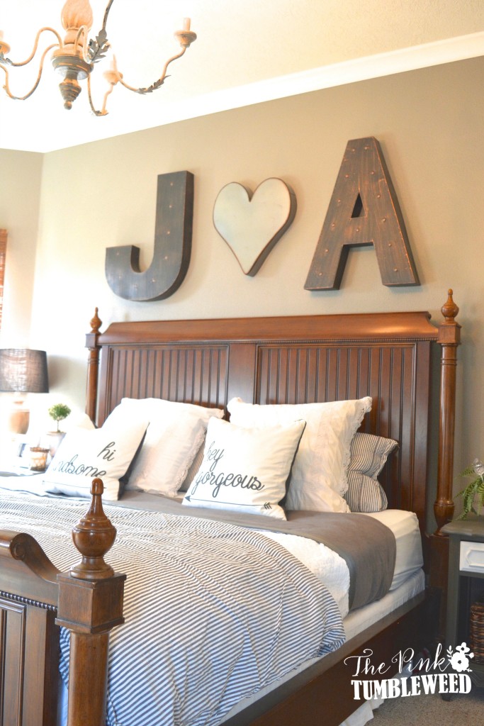 Bold Initials Above the Bed