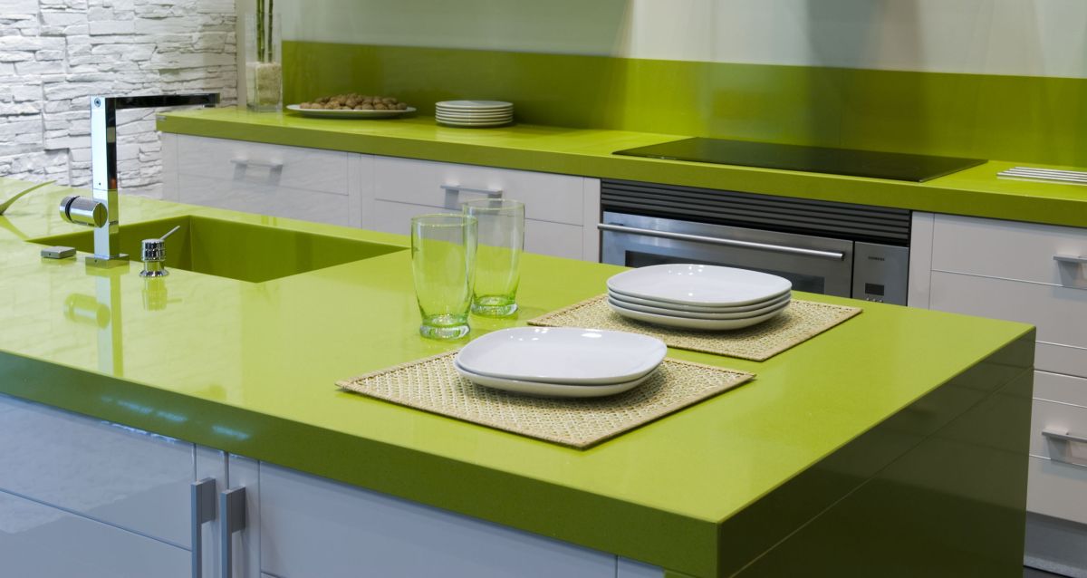 Bold apple green hue quartz