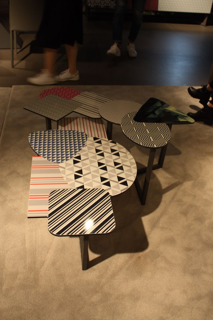 This collage of coffee tables by Bonaldo is a an explosion of prints, colors and shapes. With individual pivoting tables, the set has more functionality than a static large coffee table.