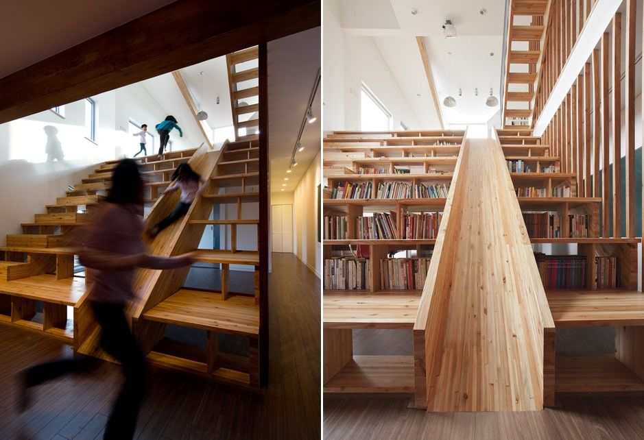 Bookcase and stiars slide