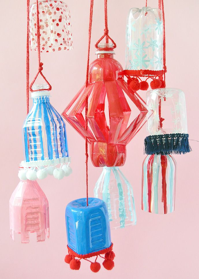 Bottle lanterns hanging