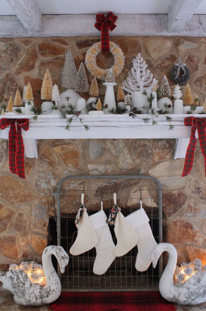 Bottlebrush trees mantel