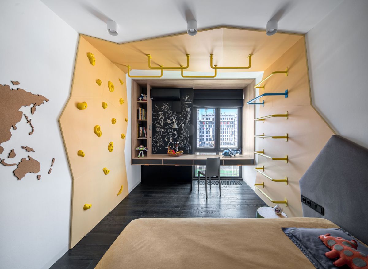 Boys room with climbing wall