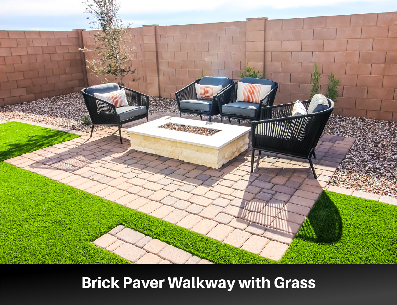 Brick Paver Walkway with Grass