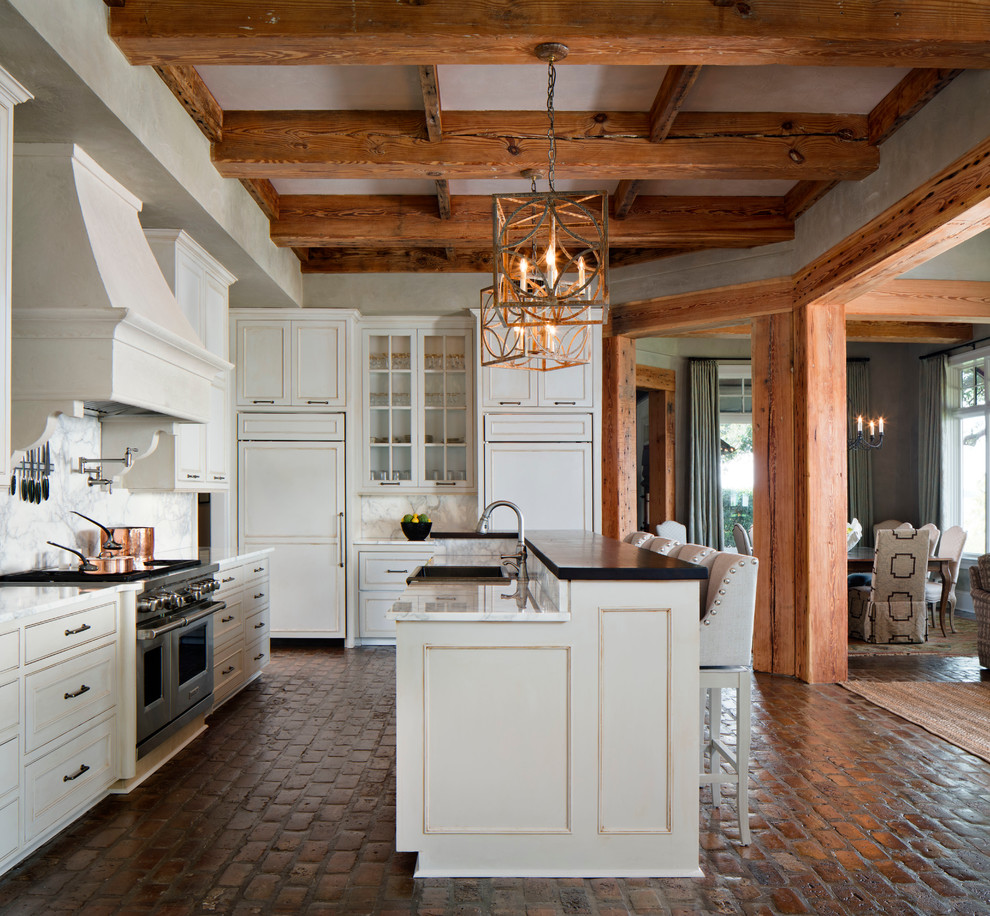 Brick floor kitchen