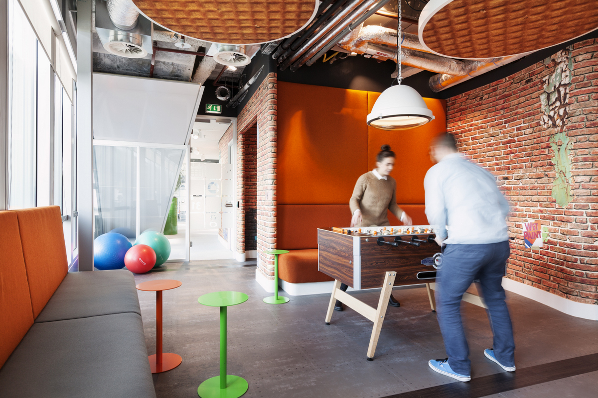 Brick walls game room decor