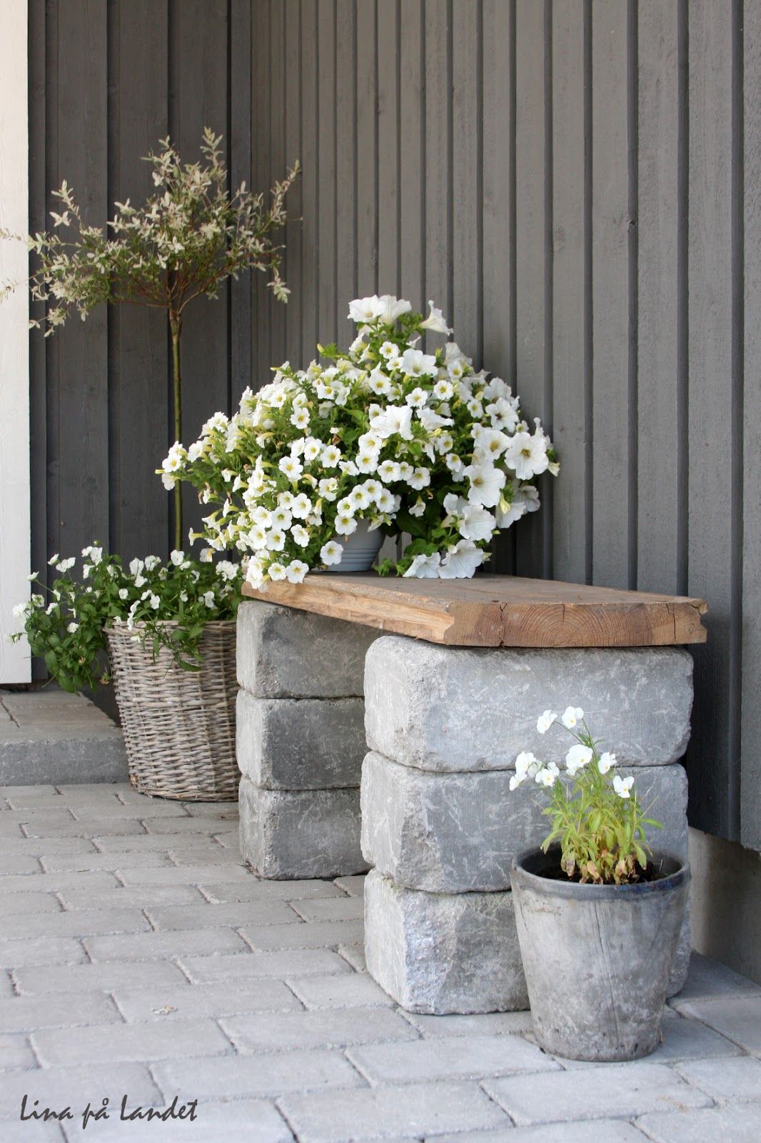 Bricks used to create a beautiful bench