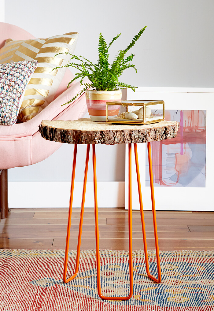 Bring color to any room with an orange painted side table