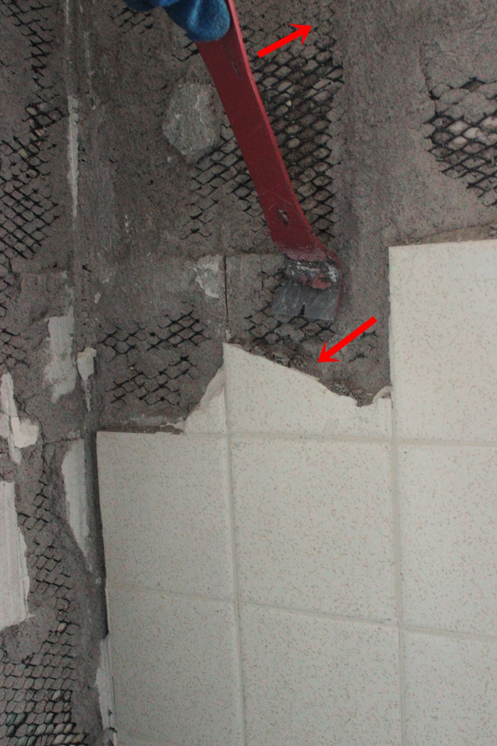 Broked bathoom tiles