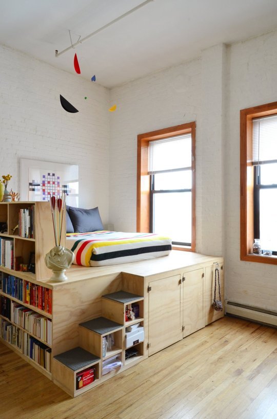 Brooklyn loft house with a platform bed