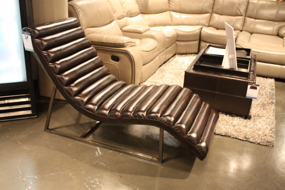 Brown leather lounge chair