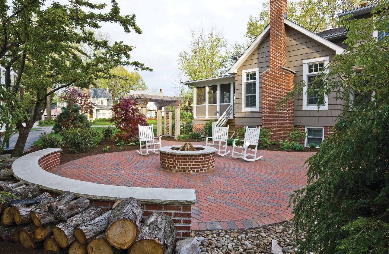 Brown traditional brick fire pit