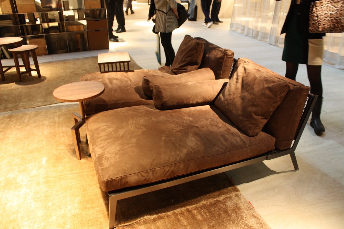 Brown velvet lounge chairs