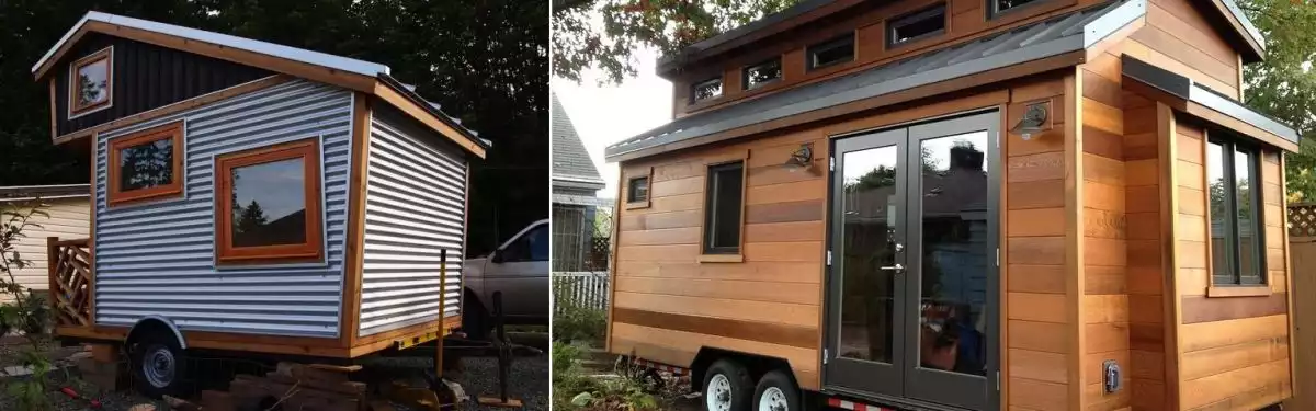 This “cider box” tiny house has cozy, rustic charm galore. 