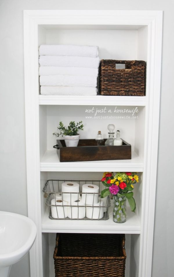 Built in bathroom shelves