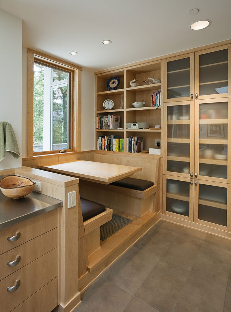 Built in wood kitchen nook