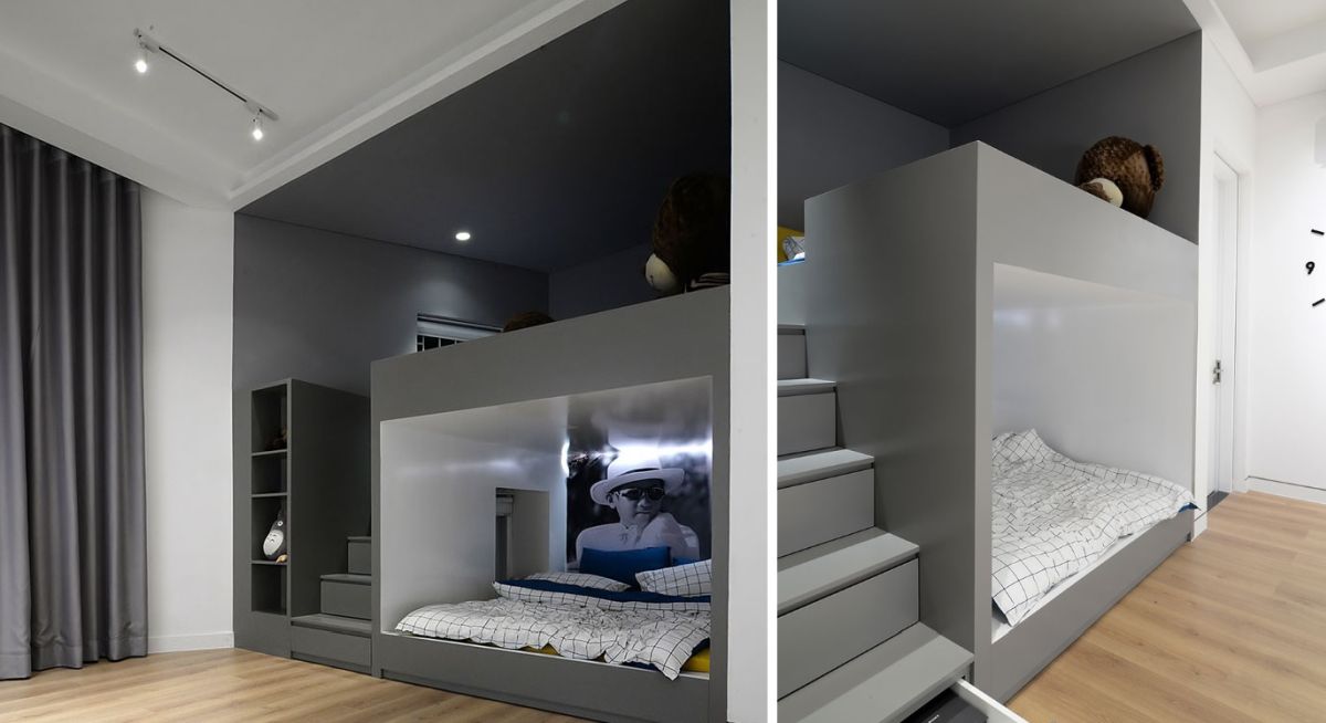 Bunk bed and play area for kids room