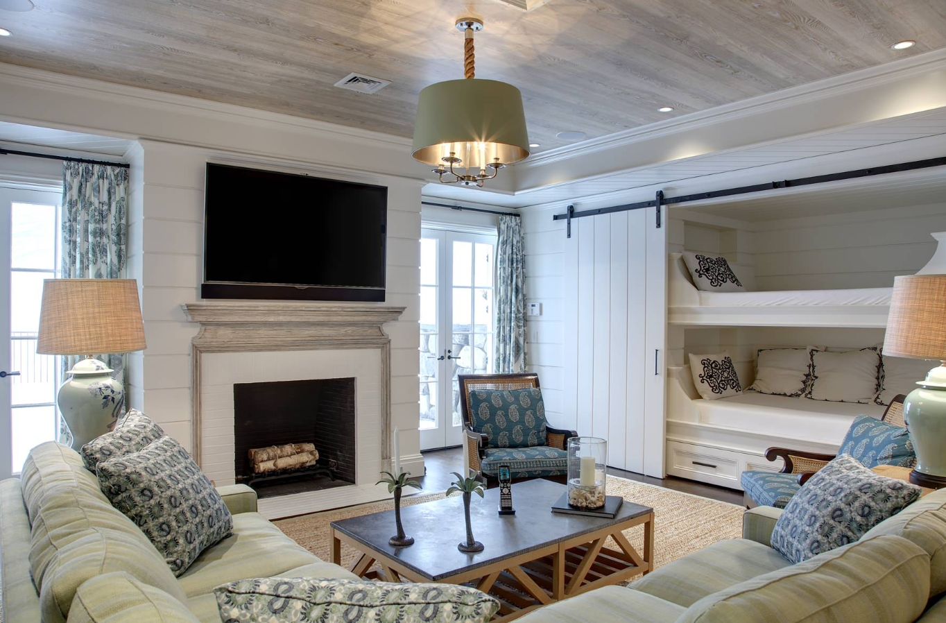 Bunk beds with barn door