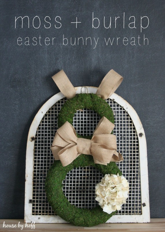 Burlap and moss easter bunny wreath