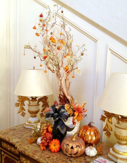 Cabinet fall decor