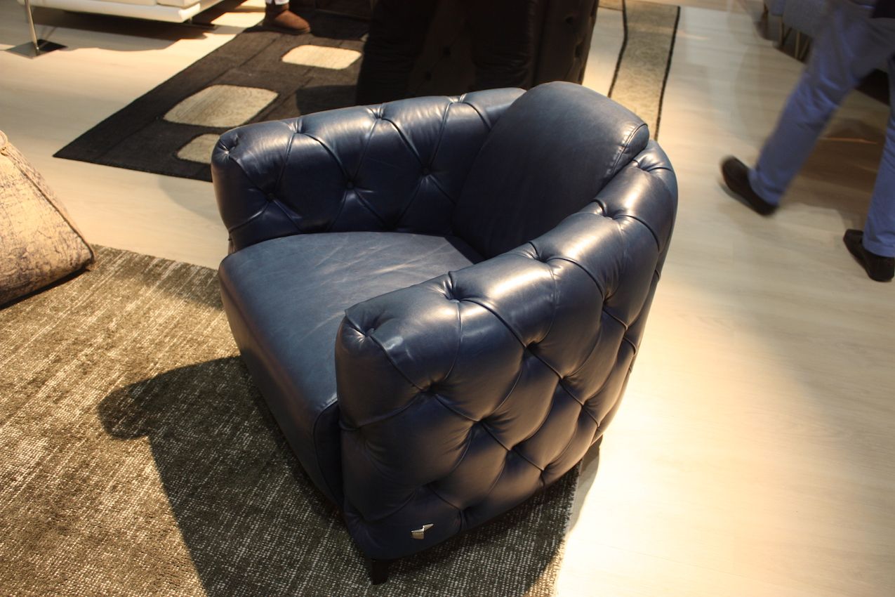 Calla Italia's leather club chair is masculine and fairly traditional.