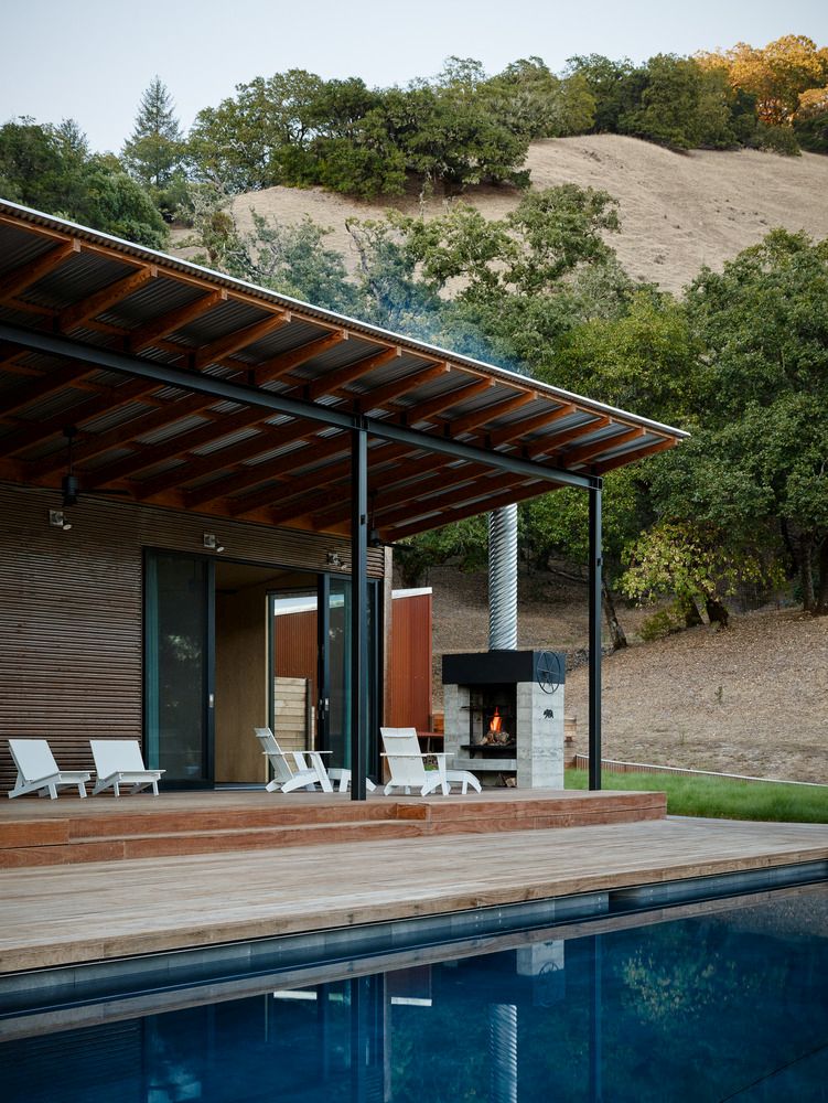 Camp Baird - Corten Steel - Malcolm Davis Architecture - outdoor fireplace