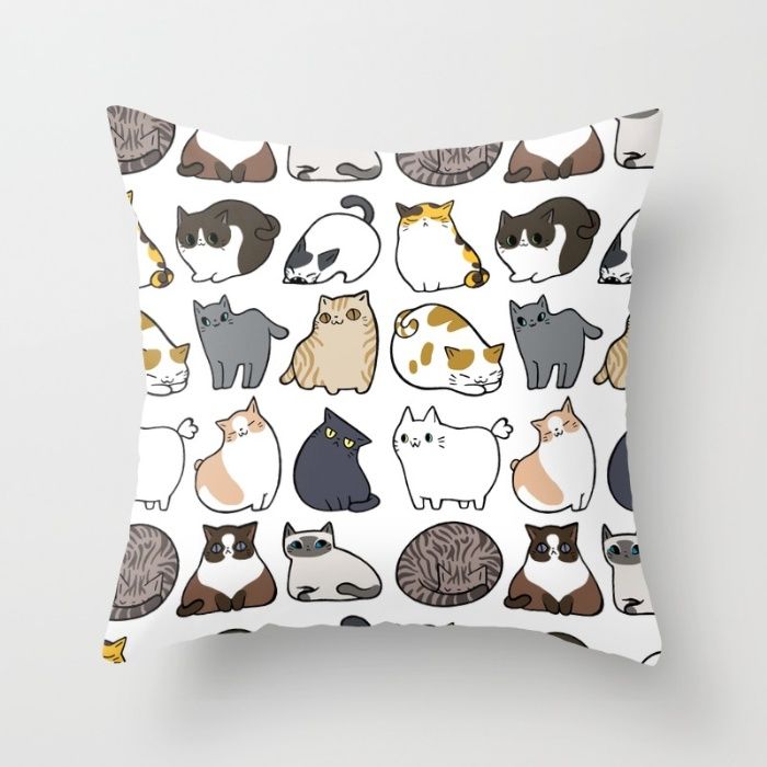 Cartoon cat throw pillow