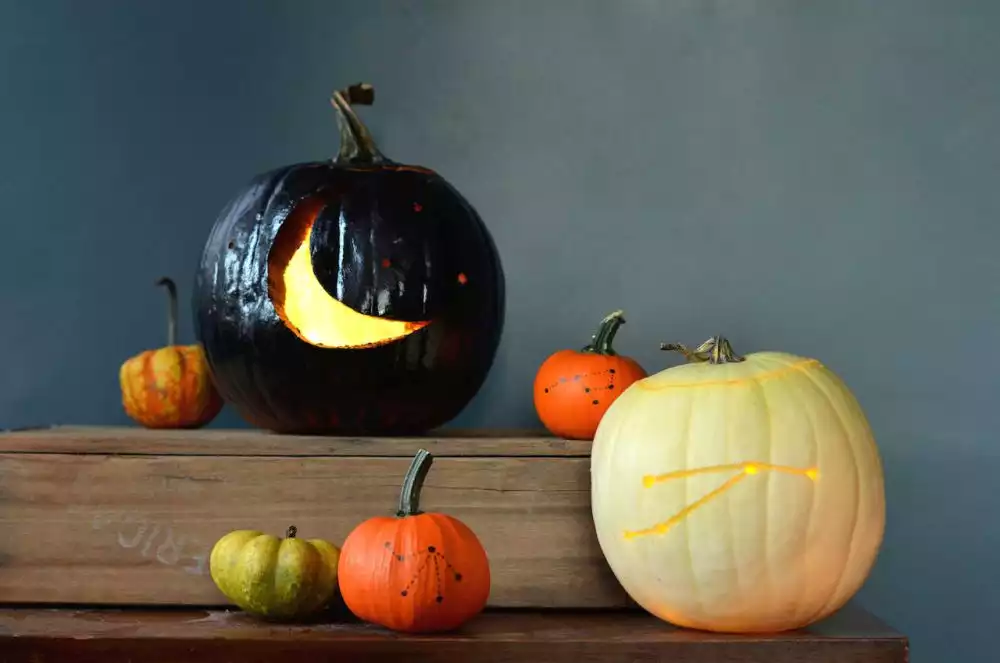 Carving the pumpkins for Halloween