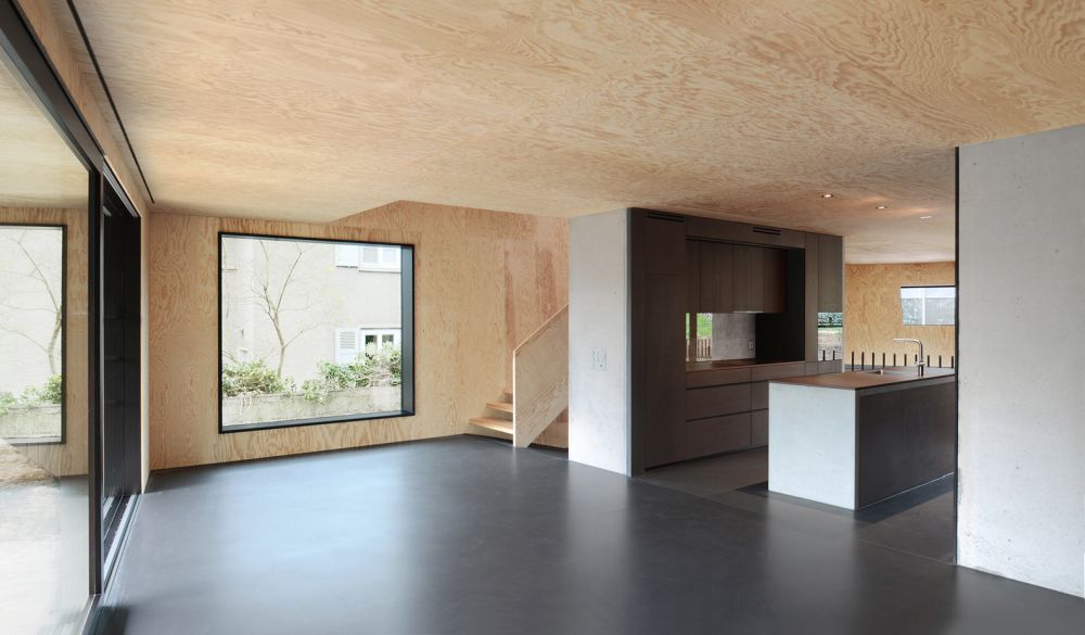 Casa Curved Switerland by Daluz Gonzalez Architekten plywood walls