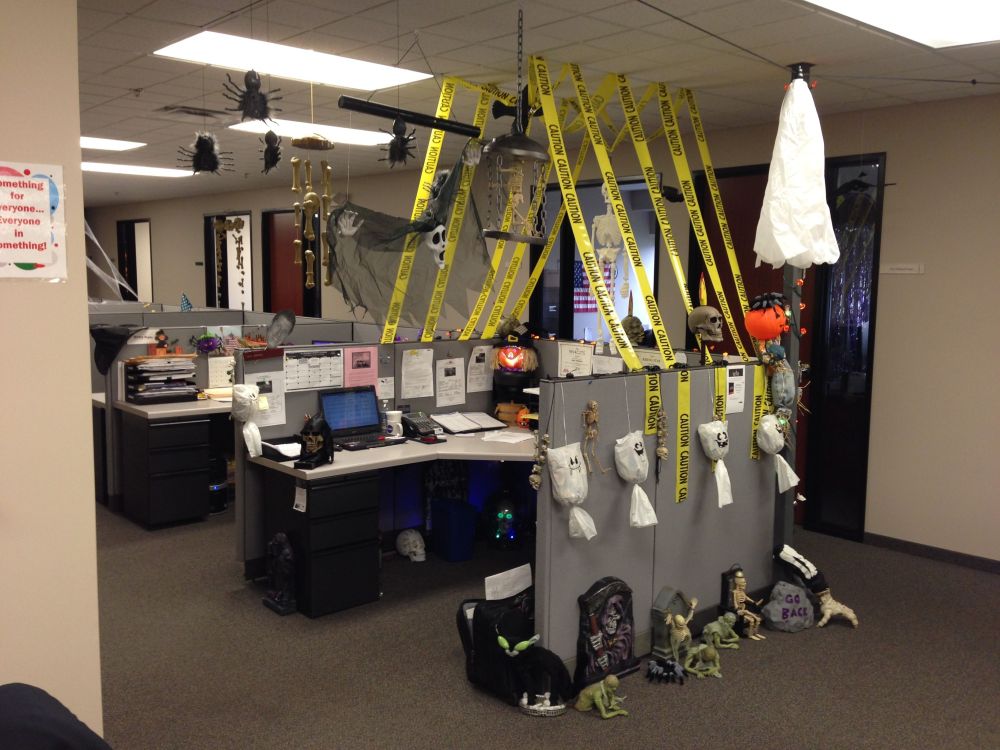 Caution halloween office decor