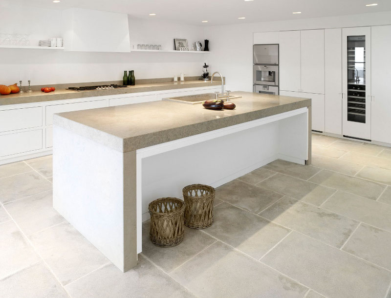 Cement minimalist countertop for kitchen