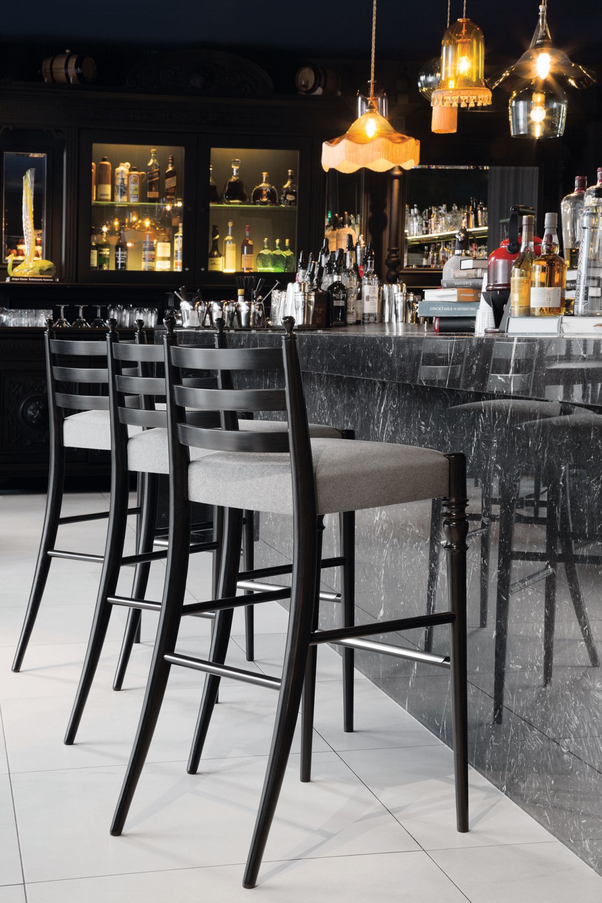 Century 16 black bar stool