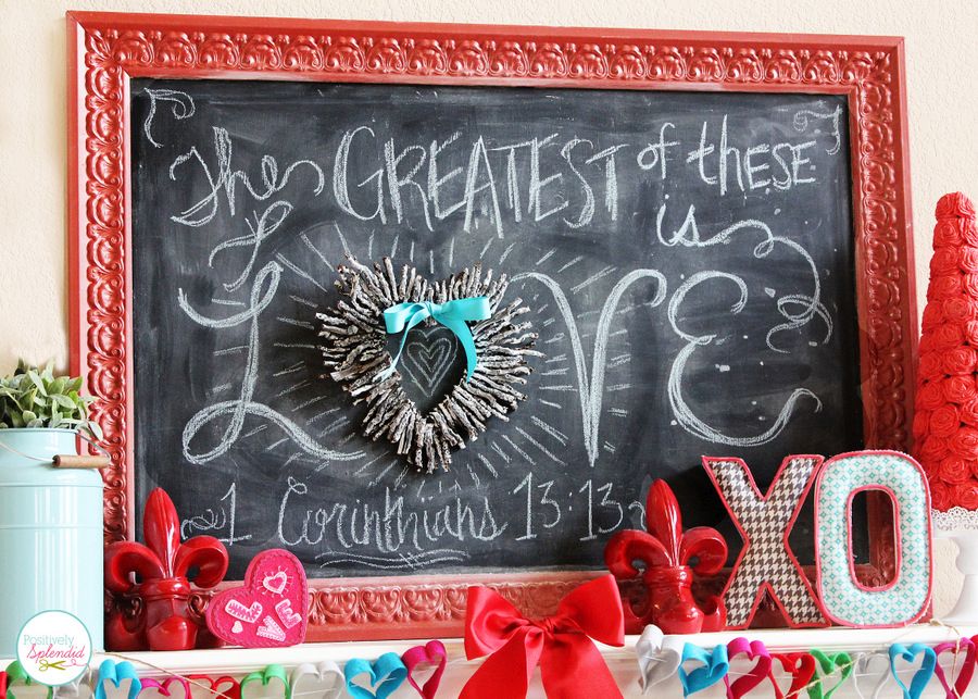 Chalkboard Valentines Day Framed