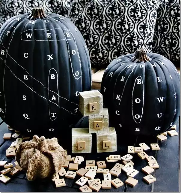 Chalkboard word find pumpkin