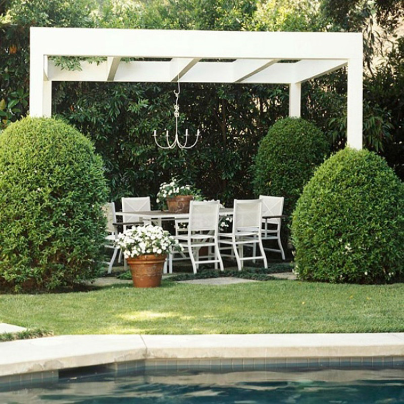 Chandelier outdoor dining area