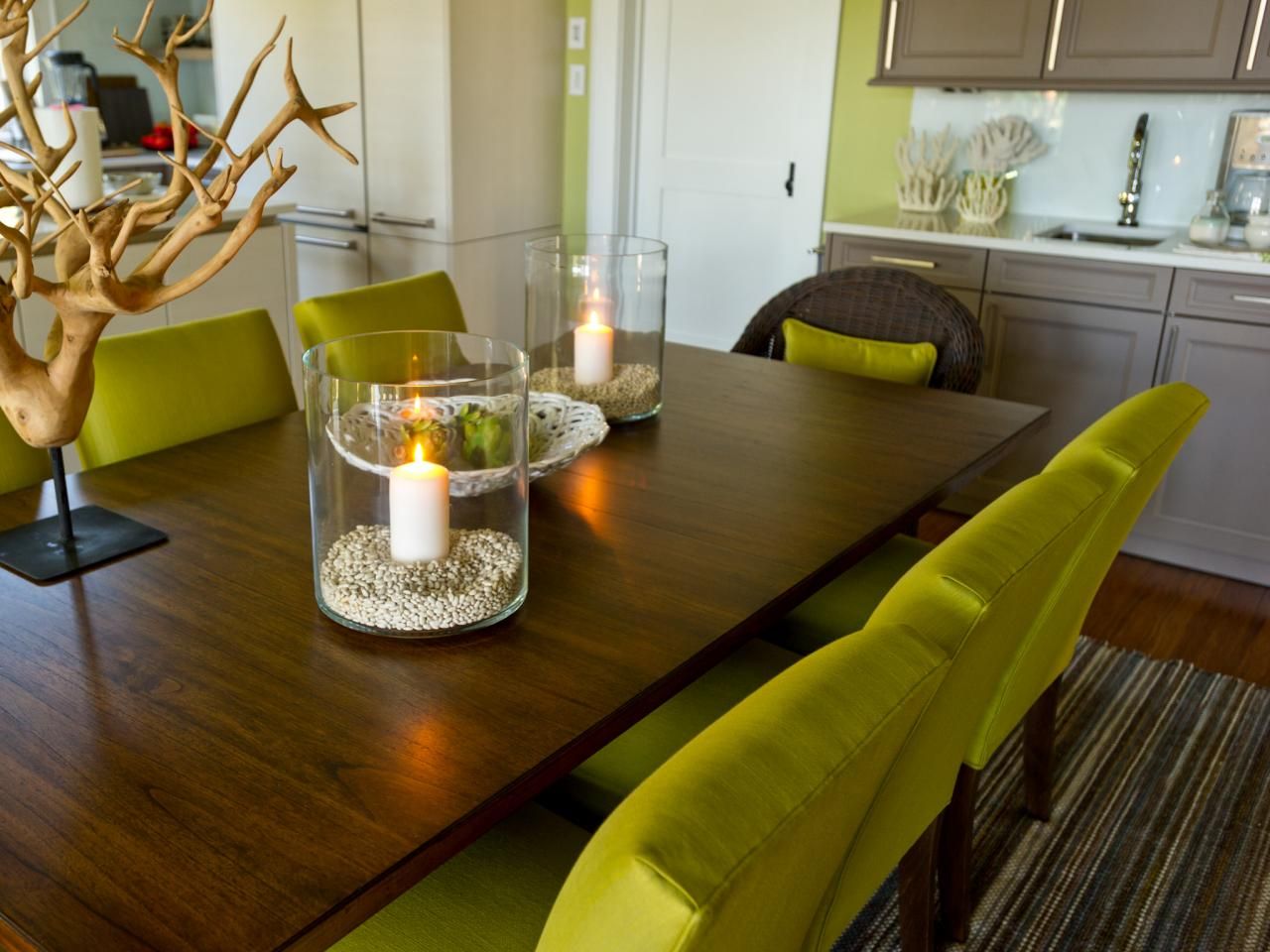 Chartreuse upholstered dining chairs