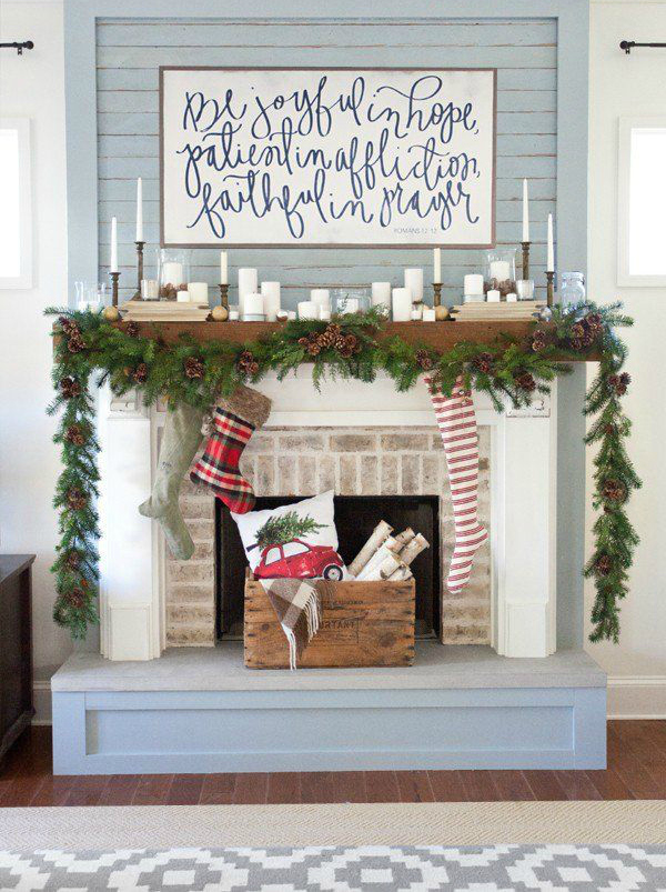 Christmas candle mantel