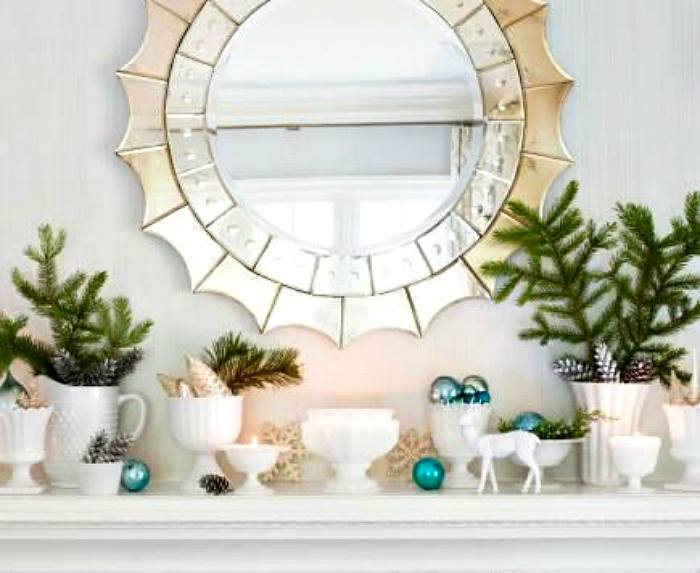 Christmas mantel mirror