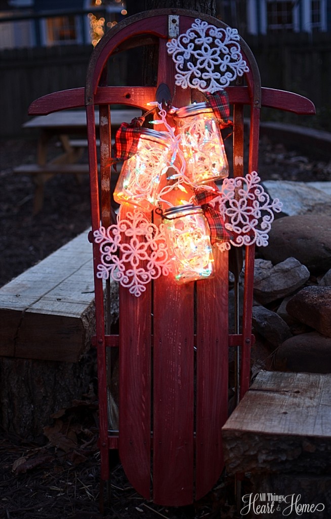 Christmas outdoor mason jars lights