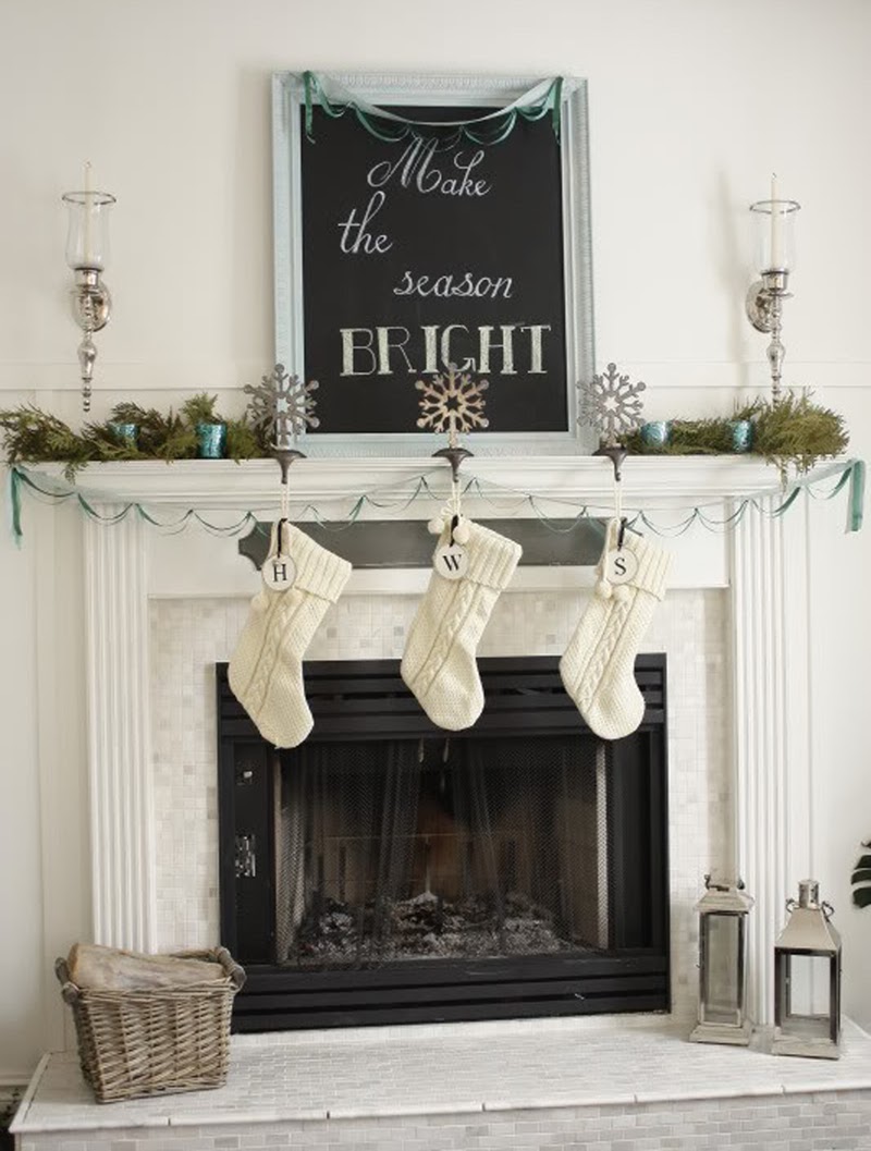 Christmas textures mantel