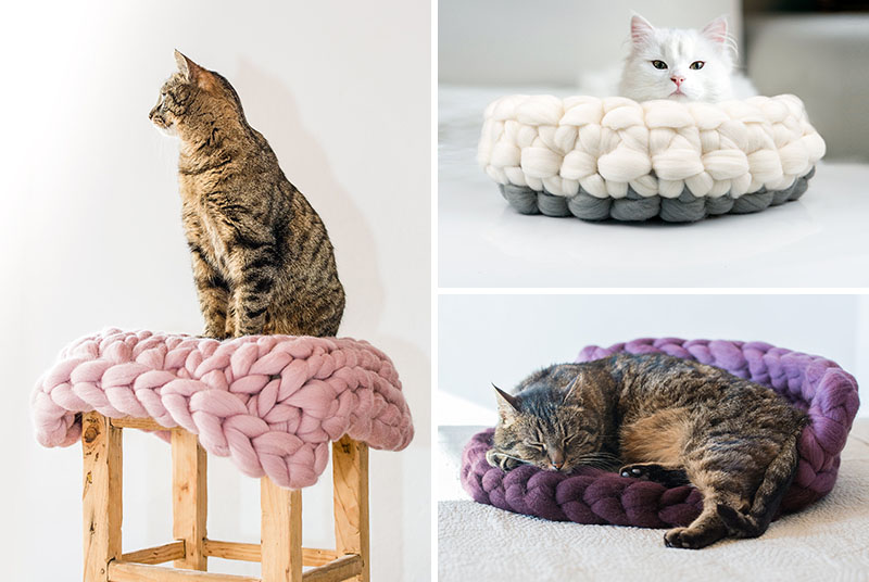Chunky Knit Cat Beds By BureBurePets