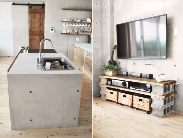 Cinder blocks tv stand