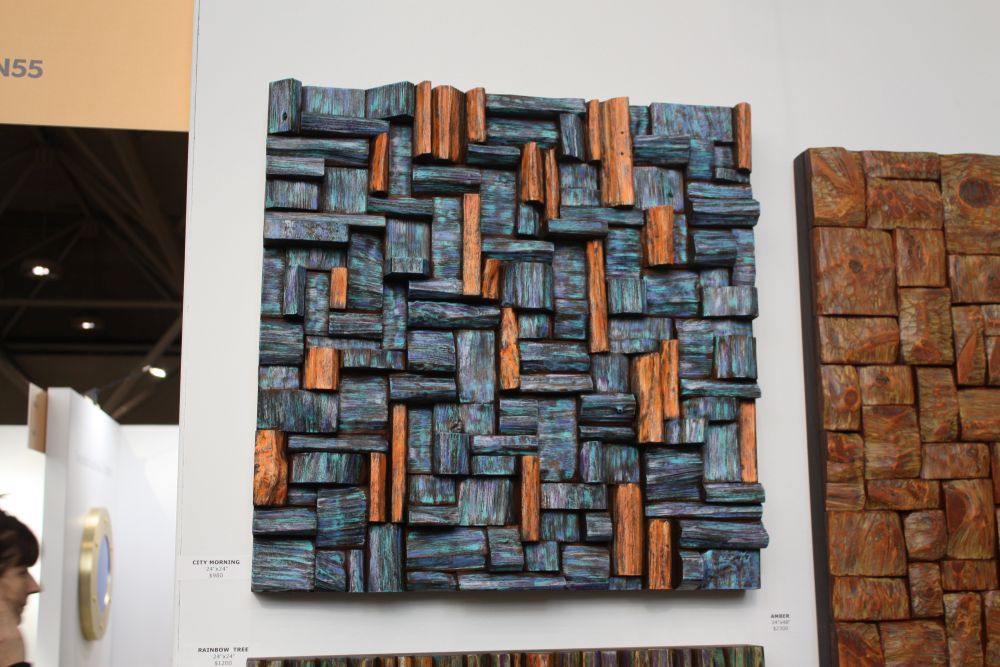 City Morning Wooden Block Panels Wall a rt