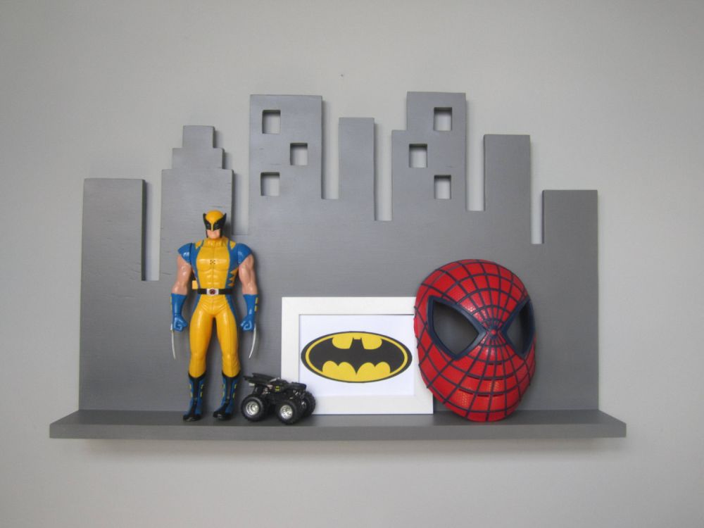 Cityscape wall shelf